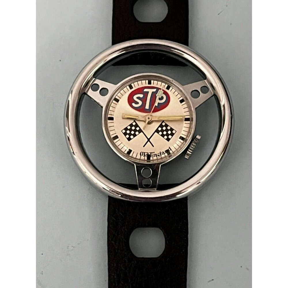 Very Rare STP Oil Racing Emblem Steering Wheel Watch Old England 38mm
